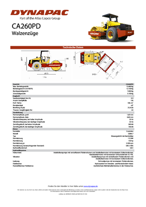 Tek silindirli makaralar Dynapac CA 260 PD