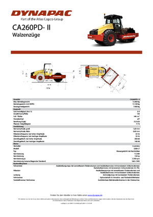 Tek silindirli makaralar Dynapac CA 260 PD-II