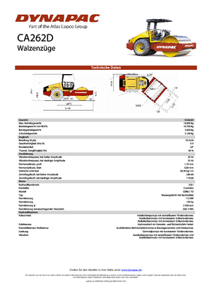 Tek silindirli makaralar Dynapac CA 262 D