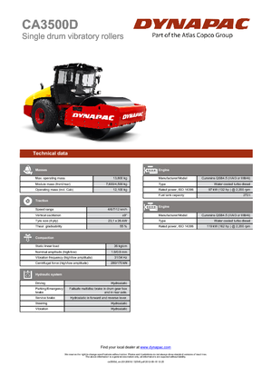 Tek silindirli makaralar Dynapac CA 3500 D