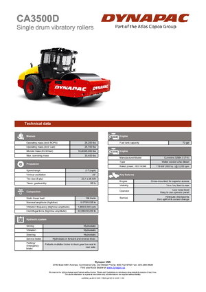 Tek silindirli makaralar Dynapac CA 3500 D