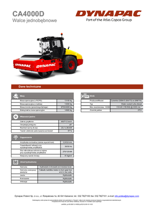 Tek silindirli makaralar Dynapac CA 4000 D