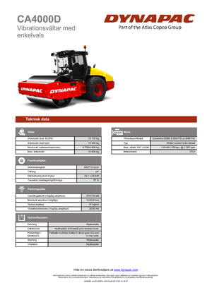 Tek silindirli makaralar Dynapac CA 4000 D 