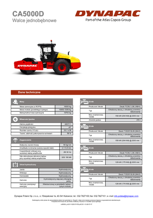 Tek silindirli makaralar Dynapac CA 5000 D
