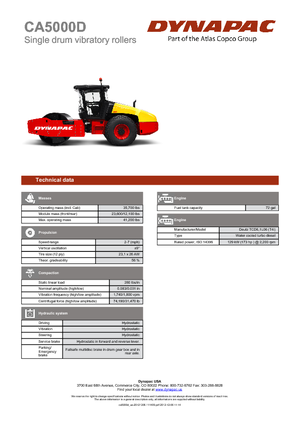 Tek silindirli makaralar Dynapac CA 5000 D