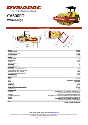 Tek silindirli makaralar Dynapac CA 600 PD