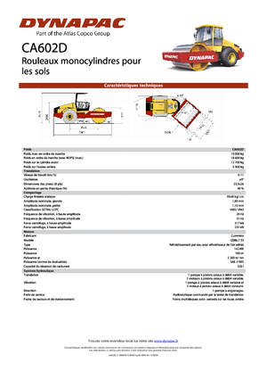 Tek silindirli makaralar Dynapac CA 602 D