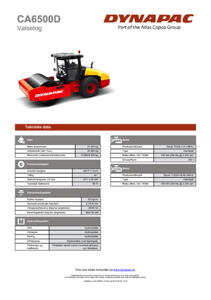 Tek silindirli makaralar Dynapac CA 6500 D