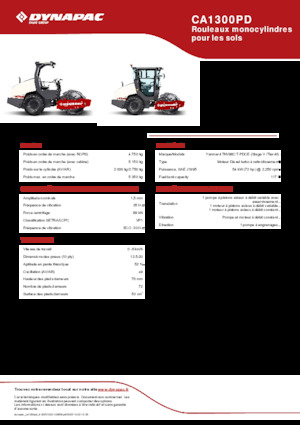 Tek silindirli makaralar Dynapac CA1300PD