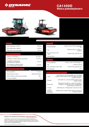 Tek silindirli makaralar Dynapac CA1400D