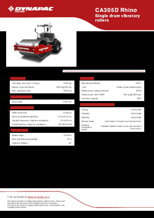 Single-drum Rollers Dynapac CA305D Rhino 