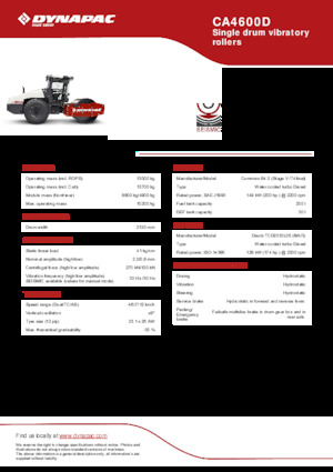 Single-drum Rollers Dynapac CA4600D
