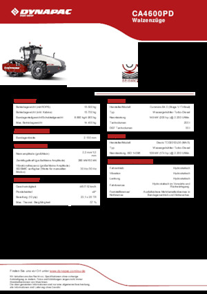 Tek silindirli makaralar Dynapac CA4600PD