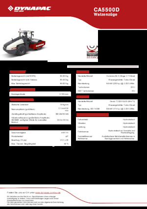 Tek silindirli makaralar Dynapac CA5500D