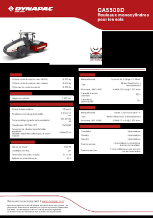 Tek silindirli makaralar Dynapac CA5500D