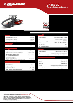Tek silindirli makaralar Dynapac CA5500D