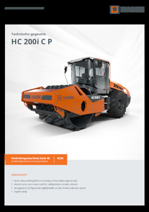 Tek silindirli makaralar Hamm HC 200i C P