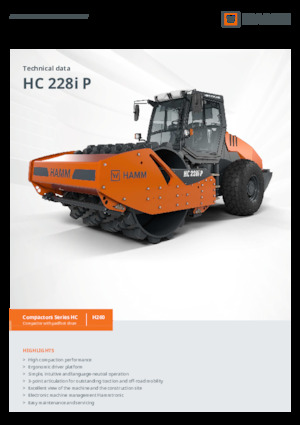Tek silindirli makaralar Hamm HC 228i P