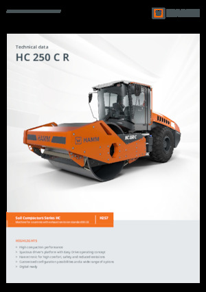 Tek silindirli makaralar Hamm HC 250 C R