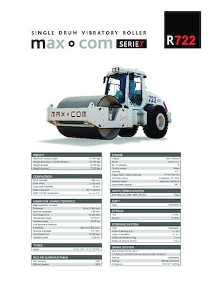 Tek silindirli makaralar Max-Com R 722