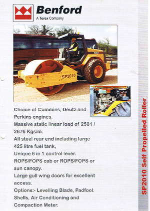 Tek silindirli makaralar Benford SP 2010 D