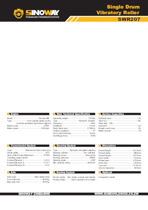 Tek silindirli makaralar Sinoway SWR207 