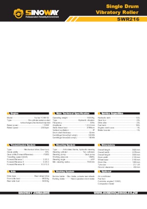 Tek silindirli makaralar Sinoway SWR216