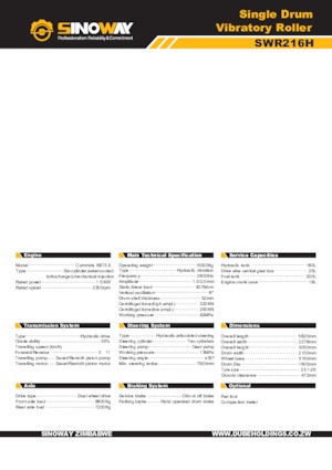 Tek silindirli makaralar Sinoway SWR216H