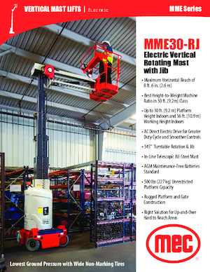 Single Vertical Mast Boom Lifts MEC MME30-RJ