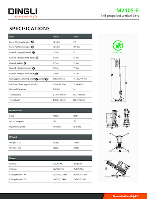 Single Vertical Mast Boom Lifts Dingli MV105-E