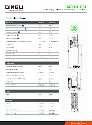 Tek Dikey Direkli Sepetli Vinçler Dingli ZDYT3-3.7S