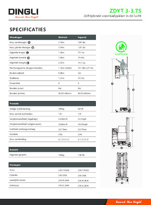 Tek Dikey Direkli Sepetli Vinçler Dingli ZDYT3-3.7S