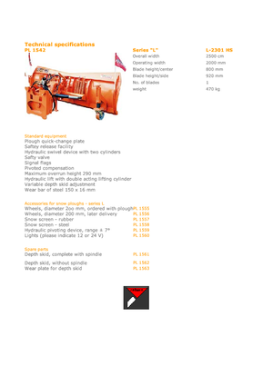 Snowploughs Light-duty Hydrac L 2301 HS