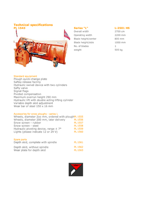 Snowploughs Light-duty Hydrac L 2501
