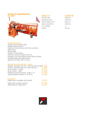 Snowploughs Light-duty Hydrac L 2701 HS
