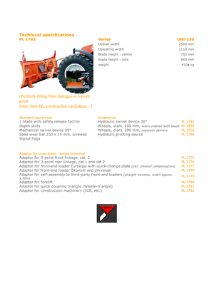 Snowploughs Light-duty Hydrac UNI 250
