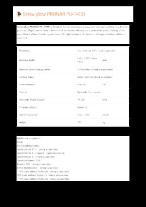 Döner-flaplı karlı tepsi Pronar PU 1400