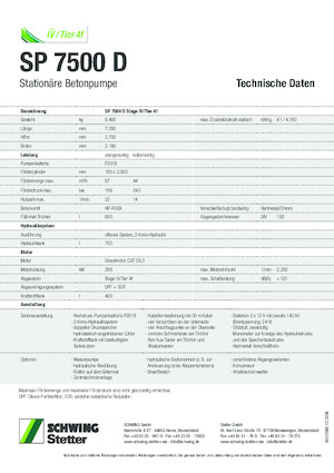Sabit beton pompaları SCHWING-Stetter SP 7500 D