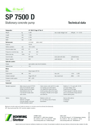 Sabit beton pompaları SCHWING-Stetter SP 7500 D