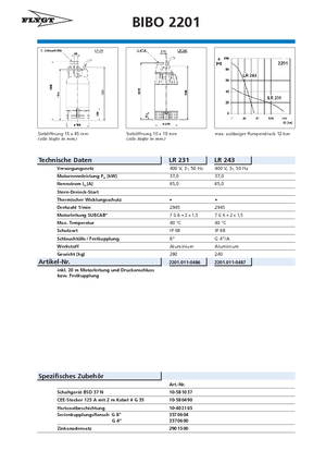 Kanalizasyon Pompaları Flygt-Pumpen 2201 LR 231