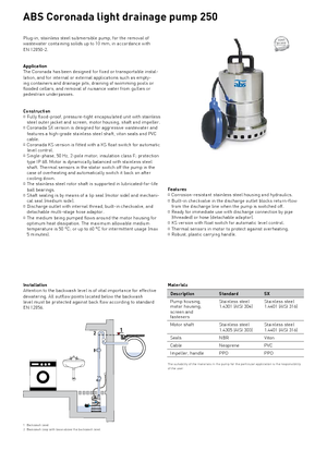Kanalizasyon Pompaları ABS-Pumpen Coronada 250 W