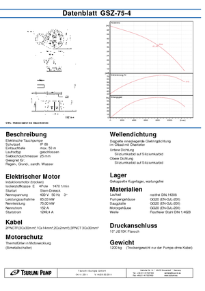 Sewage Pumps Tsurumi-Pumpen GSZ75-4