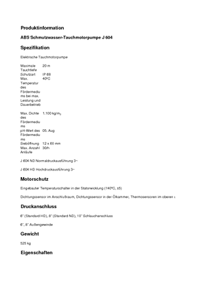 Kanalizasyon Pompaları ABS-Pumpen J 604 HD