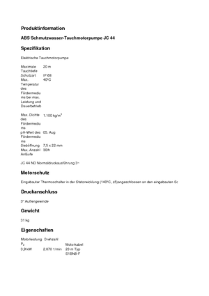 Kanalizasyon Pompaları ABS-Pumpen JC 34 HD