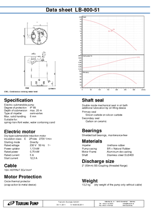 Sewage Pumps Tsurumi-Pumpen LB-800