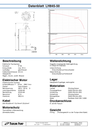 Sewage Pumps Tsurumi-Pumpen LH845-50