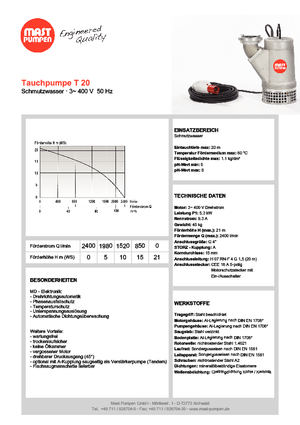 Kanalizasyon Pompaları Mast-Pumpen T 20