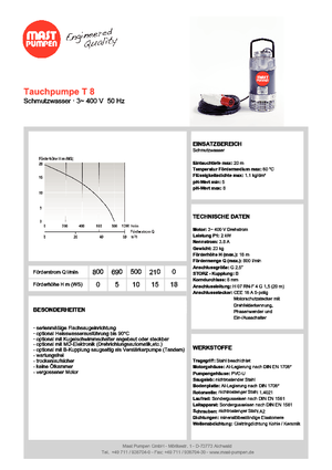 Kanalizasyon Pompaları Mast-Pumpen T 8