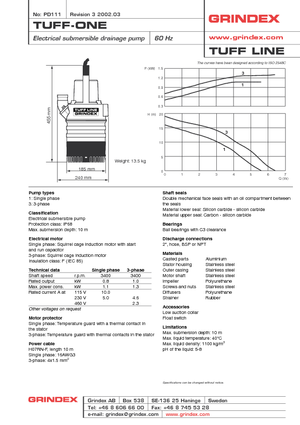 Sewage Pumps Grindex Tuff one D