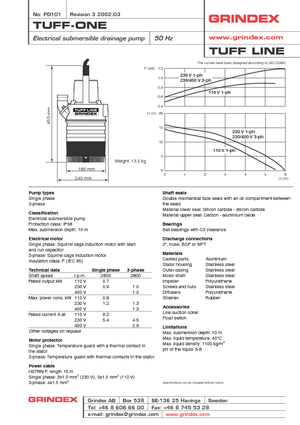 Sewage Pumps Grindex Tuff one D
